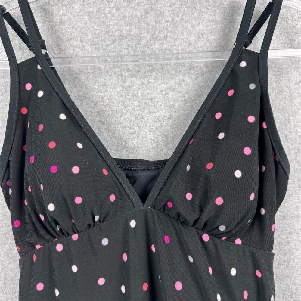 Trimshaper Women's Polka Dot Swimdress Black Size 8 Adjustable Straps - Picture 3 of 16